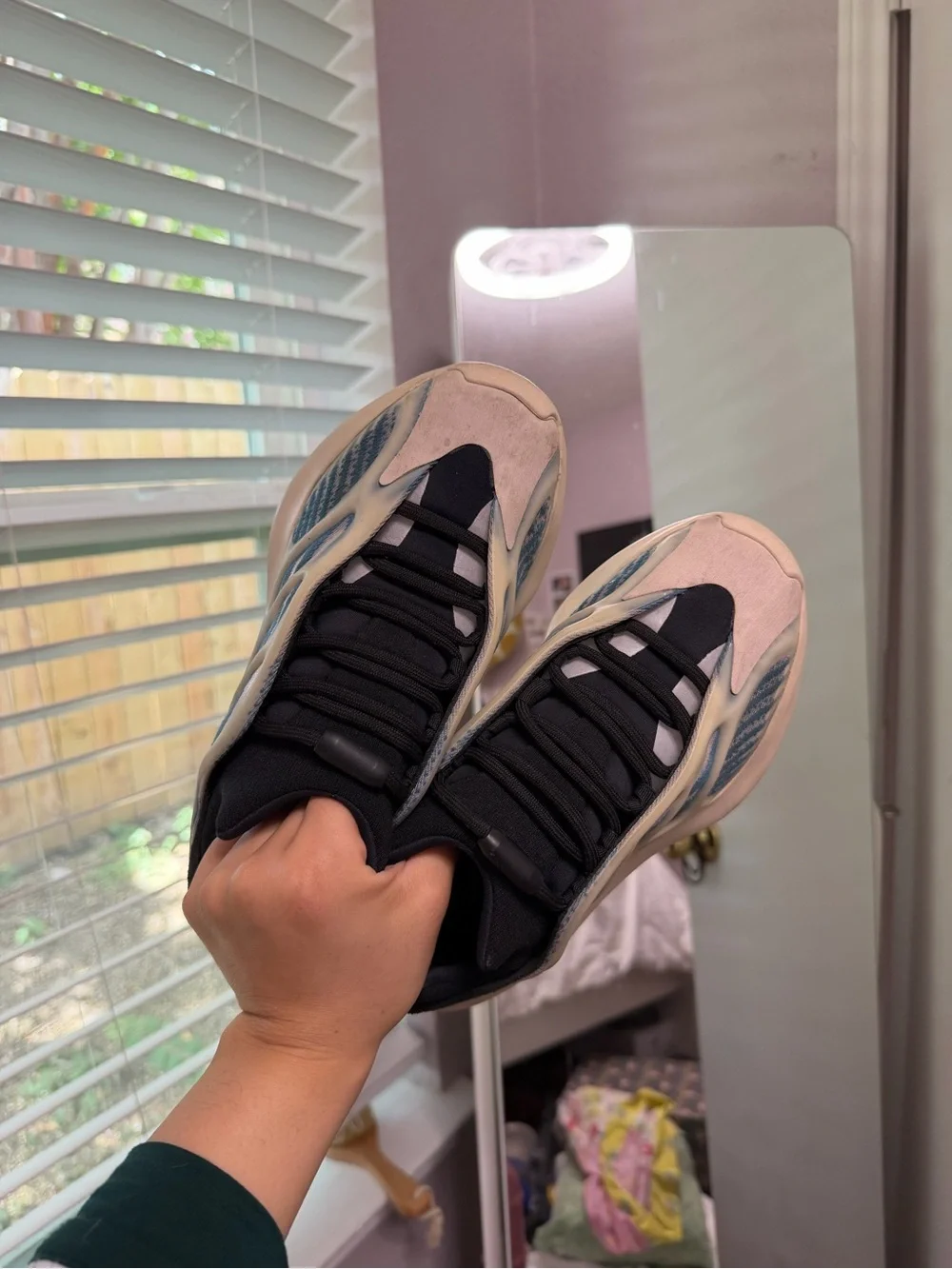 Yeezy Kids Black and Cream Wave Runner Sneakers